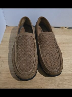 Johnston & Murphy Woven Leather Slip-On Loafers - Tan Brown, Leather
